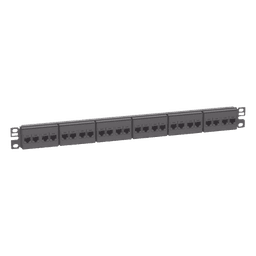 Panel de Parcheo / 24 Puertos / Cat 5e / 1 UR / Plano / Negro