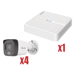 Kit de Videovigilancia IP / 4 Megapixel / NVR 4 Canales PoE / 4 Cámaras Bala / Dual Light / Audio / H.265+