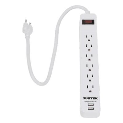 Multicontacto / 6 Contactos Aterrizados / 2 Puertos USB / 13 A / 300 Joules / Cable 50 cm (1.64 ft)