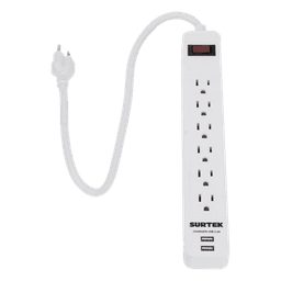 Multicontacto / 6 Contactos Aterrizados / 2 Puertos USB / 13 A / 300 Joules / Cable 50 cm (1.64 ft)