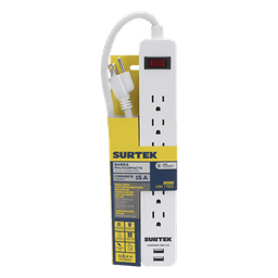 Multicontacto / 6 Contactos Aterrizados / 2 Puertos USB / 13 A / 300 Joules / Cable 50 cm (1.64 ft)
