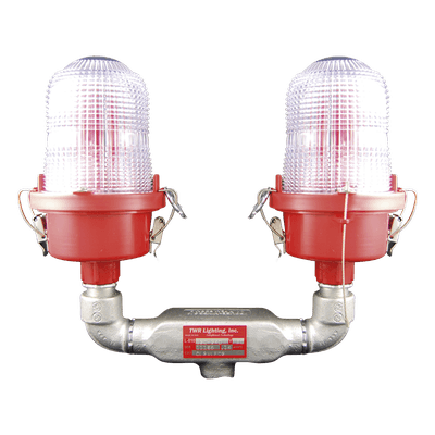 Lámpara de Obstrucción Aeronáutica / Luz Fija Tipo L-810 / Doble LED Rojo / 120-240 Vca / 360° Cobertura Horizontal / IR 850 nm
