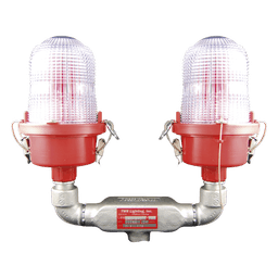 Lámpara de Obstrucción Aeronáutica / Luz Fija Tipo L-810 / Doble LED Rojo / 120-240 Vca / 360° Cobertura Horizontal / IR 850 nm