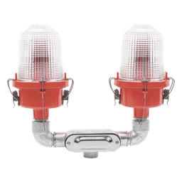 Lámpara de Obstrucción Aeronáutica / Luz Fija Tipo L-810 / Doble LED Rojo / 120-240 Vca / 360° Cobertura Horizontal / IR 850 nm