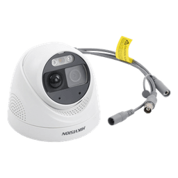 Cámara Turret TURBOHD / 2 Megapixel 1080p / Imagen a Color 24/7 / Luz Blanca 20 m (65.6 ft) / Sensor PIR 110° / Sirena 93.5 dB / Estrobo Rojo-Azul / IP67 / WDR 130 dB / Micrófono Integrado