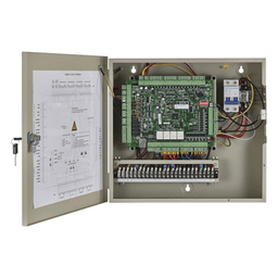 Controlador de Acceso / 4 Puertas / 8 Lectores Huella y Tarjeta / 100,000 Tarjetas / 300,000 Eventos / TCP-IP / Integración Video / Gabinete con Fuente 12V DC 8A