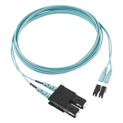 Jumper de Fibra Óptica / Multimodo OM3 50/125 / LC-SC Duplex / OFNR Riser / Aqua / 2 m (6.56 ft)