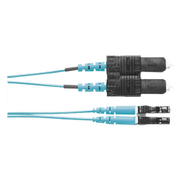 Jumper de Fibra Óptica / Multimodo OM3 50/125 / LC-SC Duplex / OFNR Riser / Aqua / 2 m (6.56 ft)