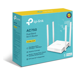 Router Inalámbrico / Wi-Fi AC750 / Dual Band 2.4 y 5 GHz / 733 Mbps / 4 Antenas Externas / 3 Modos Operación / 5 Puertos 10/100 Mbps / Montaje Techo o Pared