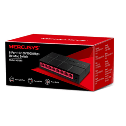 Switch No Administrable / 8 Puertos Gigabit 10/100/1000 Mbps / Capacidad 8 Gbps / Sin Ventilador / Plug and Play
