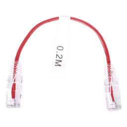 Cable de Parcheo Slim UTP Cat6 / 20 cm (0.66 ft) / 28 AWG / Rojo / 100 Ohm
