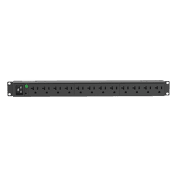 PDU Básico para Rack / 12 Contactos NEMA 5-20R / Entrada NEMA L5-20P / 20 Amp / 120 Vca / Montaje Horizontal 1UR / Cable 3 m (9.8 ft)
