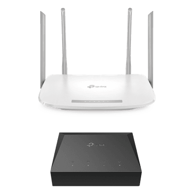 Kit ONU Gigabit / Router Wi-Fi AC1200 / 4 Puertos LAN Gigabit / 4 Antenas Omnidireccionales / Administración Remota TR-069 / IPv6