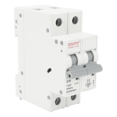 Interruptor Térmico 2P / 10 A / 415 Vca / 6.10 kA / IP20 / Riel DIN / Fotovoltaico AC