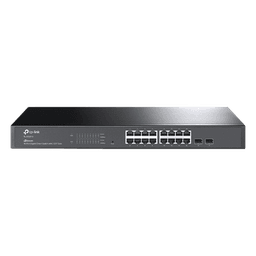 Switch Administrable / 16 Puertos Gigabit RJ45 / 2 Puertos SFP 1G / Rendimiento 36 Gbps / Sin Ventilador / Gestión Centralizada OMADA