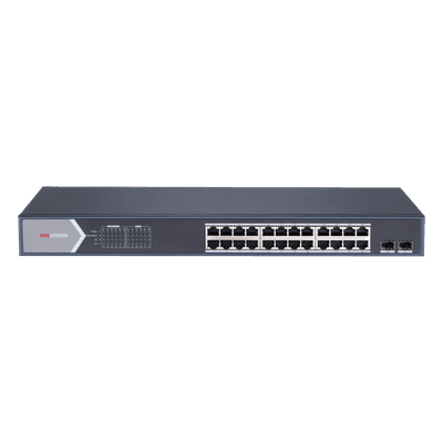 Switch PoE+ Administrable / 24 Puertos Gigabit / 2 Puertos SFP / PoE Extendido 250 m (820.2 ft) / 370 W / 56 Gbps
