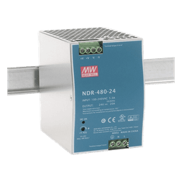 Fuente de Poder Industrial / 480W / Salida 24Vcc 20A / Entrada 100-240Vca / Eficiencia 92.5% / Riel DIN