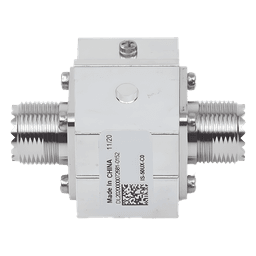Protector RF Coaxial / Rango 1.5 a 700 MHz / Supresión 20 kA / Potencia HF 2 kW / Conectores UHF Hembra / Ceja Lateral