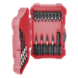 Juego de Puntas y Brocas / 18 Piezas / Entrada Hexagonal 1/4" / PH, Torx, Cuadradas / Brocas 2-6 mm / Estuche Organizador