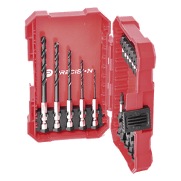 Juego de Puntas y Brocas / 18 Piezas / Entrada Hexagonal 1/4" / PH, Torx, Cuadradas / Brocas 2-6 mm / Estuche Organizador