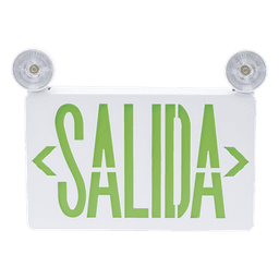 Letrero de Emergencia LED / Dual Salida y Luz de Emergencia / Montaje Universal Pared-Lateral-Techo / Doble Voltaje 120-277 VAC / Batería 6V 4.5Ah / Consumo 3W