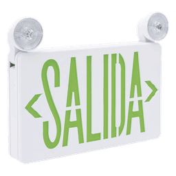 Letrero de Emergencia LED / Dual Salida y Luz de Emergencia / Montaje Universal Pared-Lateral-Techo / Doble Voltaje 120-277 VAC / Batería 6V 4.5Ah / Consumo 3W