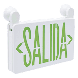 Letrero de Emergencia LED / Dual Salida y Luz de Emergencia / Montaje Universal Pared-Lateral-Techo / Doble Voltaje 120-277 VAC / Batería 6V 4.5Ah / Consumo 3W