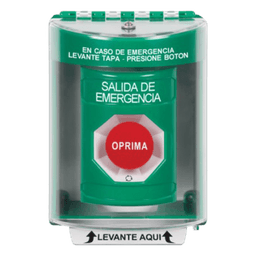 Botón de Salida de Emergencia / Acción Mantenida / Cubierta de Policarbonato / Bocina Integrada / Superficie con Espaciador