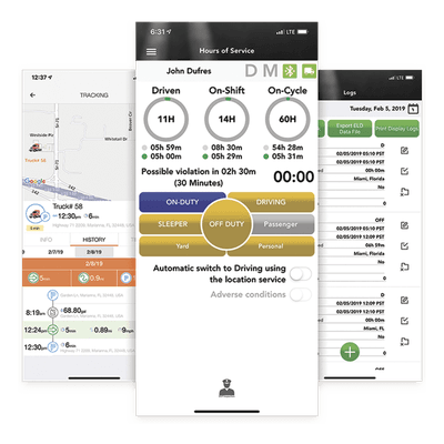 Licencia ELD / Cumplimiento Regulatorio EE.UU., Canadá y México / Ciclos 60h/7d y 70h/8d / App Android e iOS / Integración GPS