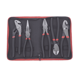 Juego de Pinzas / 5 Piezas / 8" (203.2 mm) / Acero / Mango Antiderrapante / Estuche Plástico