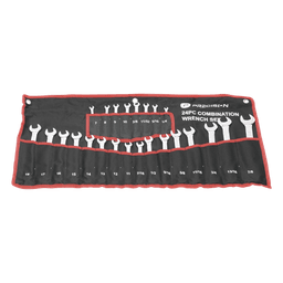 Juego de Llaves Combinadas / 24 Piezas / Métricas e Imperiales / Acero Cromo-Vanadio / Estuche Nylon Enrollable