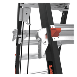 Escalera de Fibra de Vidrio con Jaula / Ajuste de Altura 8' a 14' (2.44 a 4.27 m) / Carga Máxima 170 kg (375 lb) / Nivelación en Ruedas Ratchet™ / Peso 58.5 kg (129 lb)