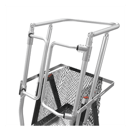 Escalera de Fibra de Vidrio con Jaula / Ajuste de Altura 8' a 14' (2.44 a 4.27 m) / Carga Máxima 170 kg (375 lb) / Nivelación en Ruedas Ratchet™ / Peso 58.5 kg (129 lb)