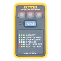 Probador de Tomacorriente / Identificación de 6 Estados de Cableado / LEDs de Alto Brillo / Prueba GFCI / CAT III 300V