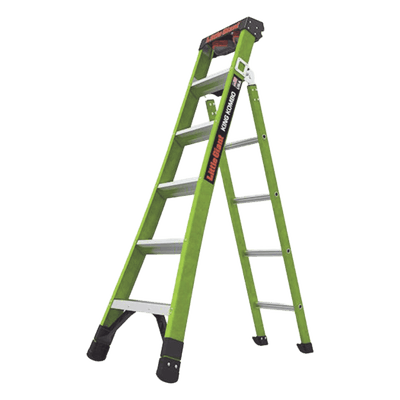 Escalera Combinada 3 en 1 / Fibra de Vidrio / 1.83 m (6 ft) / Carga 170 kg (375 lb) / Almohadilla Giratoria / Barra en V