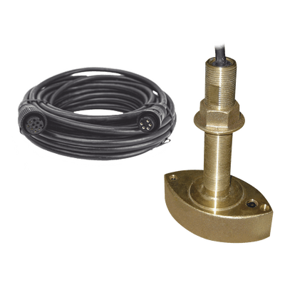 Kit Transductor Thru-Hull / Dual 50/200 kHz / 600 W / Temperatura / Bronce / Cable 8 m (26.2 ft) / Conector 10 Pin