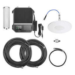 Amplificador de Señal Celular Empresarial / 2G 3G 4G VoLTE / Cobertura 1,600 m² (17,222 ft²) / 4 Antenas / Doble Enlace Ascendente / Diseño EE.UU.