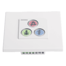 Módulo de Botones para Llamada Paciente-Enfermera / 3 Teclas Iluminadas / Lector RFID 125 KHz / BUS RS485 / Instalación Empotrada 2x2 pulgadas o Superficie