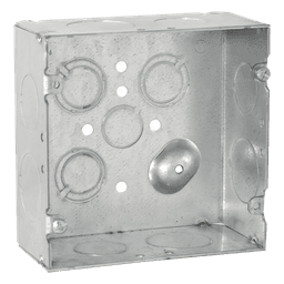 Caja Cuadrada Eléctrica / Acero Galvanizado / 42 in³ / 4.688 x 4.688 in / 9 Entradas Conduit / 2-1/8 in Profundidad