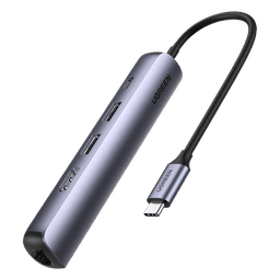 Docking Station USB-C / 5 en 1 / HDMI 4K@60Hz / 2 USB-A 3.1 5 Gbps / RJ45 Gigabit / PD 100W / Aluminio
