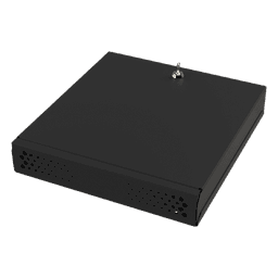 Gabinete Metálico para DVR/NVR / Acero Calibre 20 / Tapa Superior Desmontable / Doble Ventanilla Frontal / Chapa de Seguridad con Llave / Fijación Escritorio o Pared