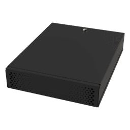 Gabinete Metálico para DVR/NVR / Acero Calibre 20 / Tapa Superior Desmontable / Doble Ventanilla Frontal / Chapa de Seguridad con Llave / Fijación Escritorio o Pared