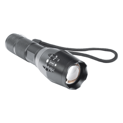 Linterna LED Táctica / 800 Lúmenes / IPX4 / Zoom Ajustable / Doble Alimentación / Aluminio