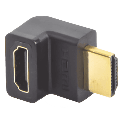 Adaptador HDMI 90° Macho a Hembra / Hacia Arriba / HDMI 2.0 4K@60Hz / Protección de Puertos / Diseño Compacto