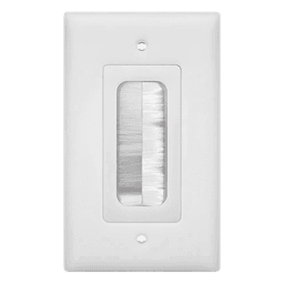 Placa de Pared Pasa Cable / Tipo Cepillo / 1 Puerto / Montaje Vertical / Cerdas Antipolvo / Color Blanco