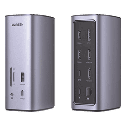 Docking Station USB-C 12 en 1 / 8K HDMI / 4K DisplayPort / USB 3.2 Gen 2 10Gbps / Gigabit Ethernet / Lector SD+MicroSD / Audio 3.5mm / PD 100W