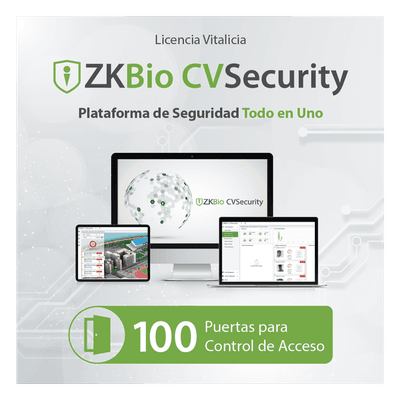 Licencia de Software / Gestión de 100 Puertas / Control de Acceso / Compatible con InBio Pro y Biométricos ZKTeco