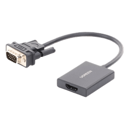 Adaptador VGA a HDMI / 1080P@60Hz / Audio 3.5mm / USB-C 5V / Cable 15cm (5.91 pulgadas) / 28AWG
