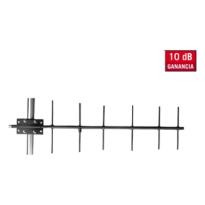 Antena base UHF direccional / 406-430 MHz / 10 dBd / 6 elementos Yagi / 150W / N hembra / Boom 40' (12.2 m)