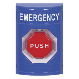 Botón de Emergencia / Texto en Español / Momentáneo / Anti-activación Accidental / Policarbonato Resistente / UL cUL ADA